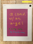 a conv. w/ an angel print